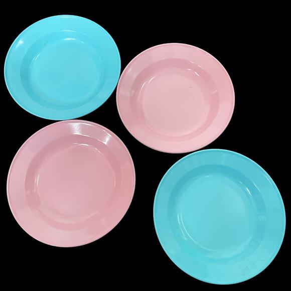 Play Wonder Metal Dishes Blue Pink Child Picnic Play Toy Set Rare HTF READ - Picture 3 of 11